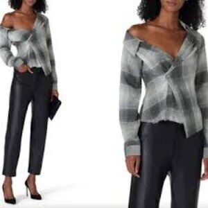 RtA Lizbeth Asymmetrical Plaid Wrap Shirt Size Small & Med